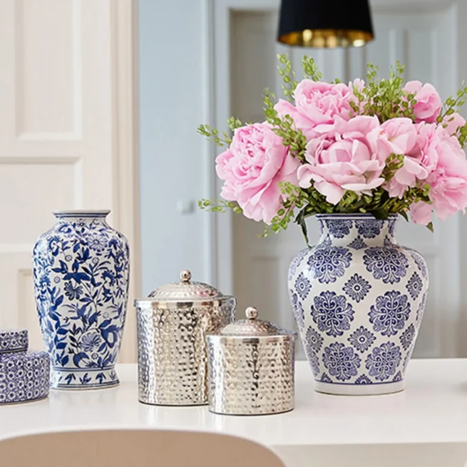 Jarra decorativa em porcelana grande Lin, Alt 31 cm