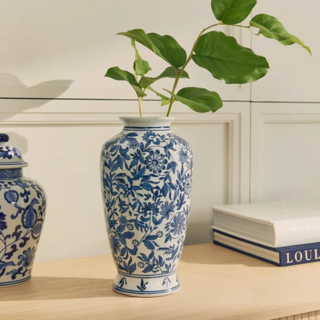 Jarra decorativa em porcelana grande Lin, Alt 31 cm