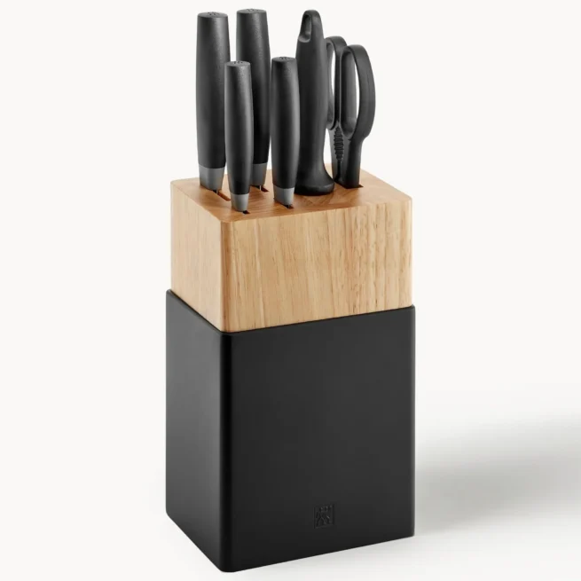 Bloco de facas de madeira de borracha Now, 7 uni.