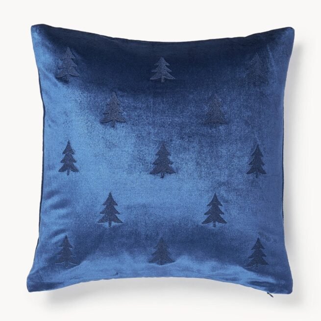 Capa de almofada em veludo com bordado de árvore de Natal Isadora