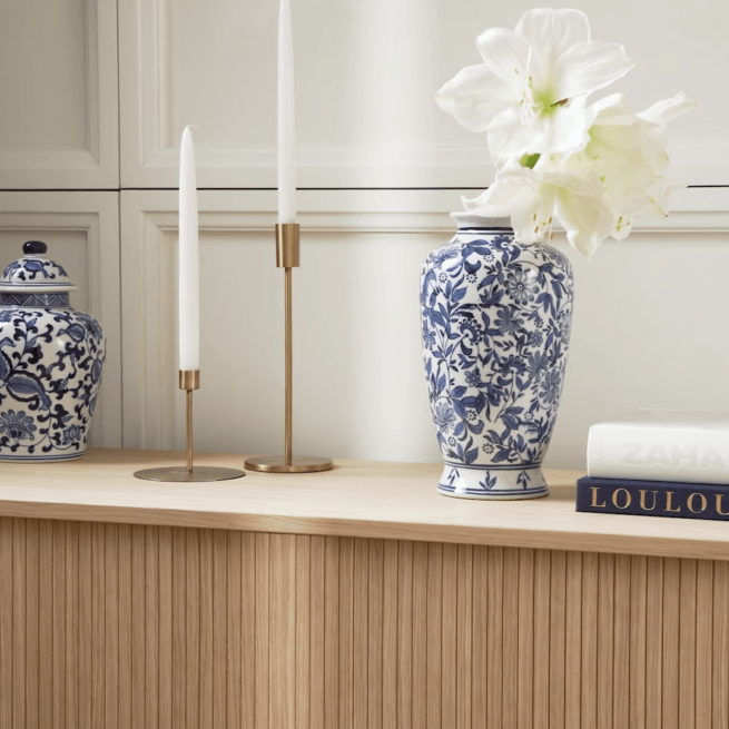 Jarra decorativa em porcelana grande Lin, Alt 31 cm