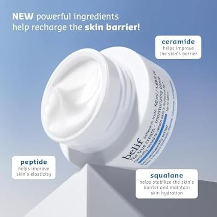 belif Bomba hidratante – Hidratante diário de ceramida com peptídeo e esqualano, hidratante 48 horas e creme antienvelhecimento, leitoso e leve, restaura a barreira da pele