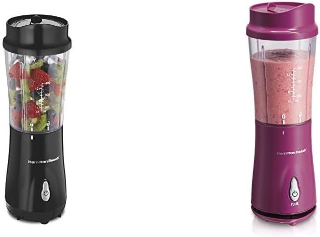 Hamilton Beach Liquidificador pessoal para shakes e smoothies com copo de viagem de 400 ml e tampa, preto (51101A e liquidificador pessoal para shakes e smoothies, com copo de viagem e tampa de 400 ml