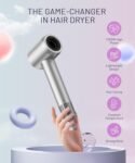 Secador de cabelo – Secador de cabelo iônico negativo com motor sem escova de alta velocidade de 150.000 RPM para secagem rápida, secador de cabelo com controle térmico de baixo ruído com difusor