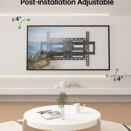 Perlegear Suporte de parede de TV de movimento completo listado pela UL para TVs de 42 a 90 polegadas até 68 kg, suporte de TV pré-montado com inclinação sem ferramentas, giratório, extensão, VESA