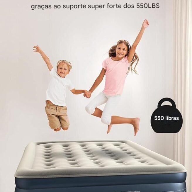 iDOO Colchão de ar duplo de luxo com bomba embutida, colchão inflável de 45,72 cm, colchão inflável para hóspedes e casa, cama de ar, colchon inflável, colchão de ar técnico atualizado de quatro