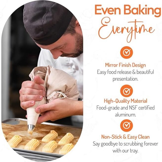 Tiger Chef Forma de alumínio tamanho completo 45,72 x 66,04 cm para pastelaria comercial para bolo, calibre 19, pacote com 12