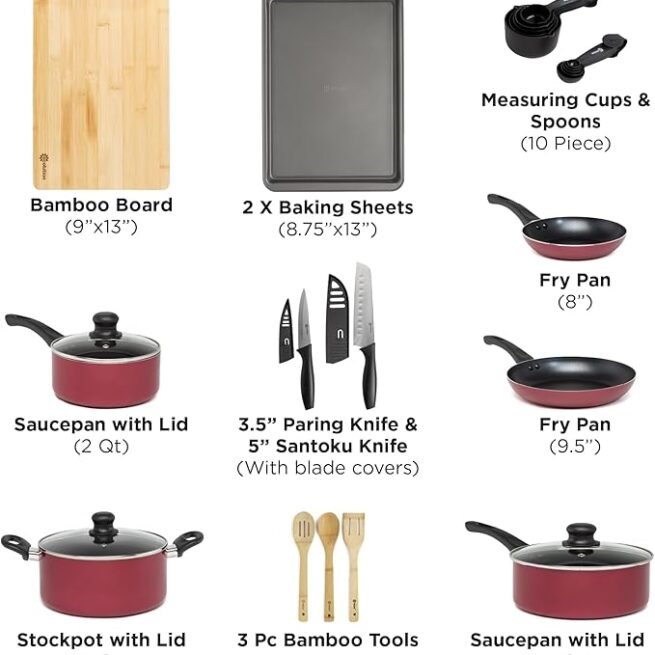 Ecolution Conjunto de panelas antiaderentes de cerâmica fácil de limpar, conjunto de panelas e frigideiras para lava-louças, alça de aderência confortável, aquecimento uniforme, liberação definitiva