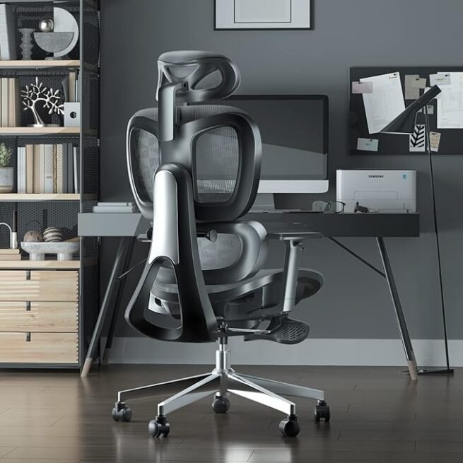 Cadeira de escritório de malha ergonômica com apoio de braço ajustável 3D, cadeira de computador com encosto alto Ergo3d Cadeira de escritório ergonômica com rodas para casa e escritório