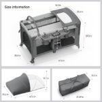 Berço de bebê 4 em 1, embale e brinque, berço de cabeceira, trocador de fraldas – Vem com colchão, mosquiteiro, armazenamento inferior e barra de brinquedo para recém-nascidos e crianças