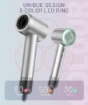 Secador de cabelo – Secador de cabelo iônico negativo com motor sem escova de alta velocidade de 150.000 RPM para secagem rápida, secador de cabelo com controle térmico de baixo ruído com difusor