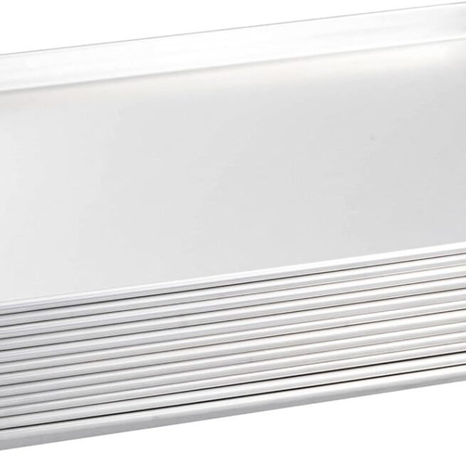 Tiger Chef Forma de alumínio tamanho completo 45,72 x 66,04 cm para pastelaria comercial para bolo, calibre 19, pacote com 12