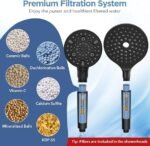 Conjunto de cabeça de chuveiro de chuva com filtro duplo, cabeça de chuveiro portátil de alta pressão com barra ajustável - Chuveiro de chuva e chuveiro com filtro para água dura - Remove