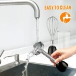 Liquidificador de imersão portátil, liquidificador manual multiuso 5 em 1 1100W, liquidificador de 12 velocidades, copo de 600 ml, picador de 500 ml, batedor de ovos, espumador de leite, preto