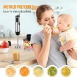 Liquidificador de imersão portátil, liquidificador manual multiuso 5 em 1 1100W, liquidificador de 12 velocidades, copo de 600 ml, picador de 500 ml, batedor de ovos, espumador de leite, preto