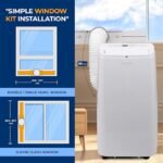 SereneLife SLPAC12.5 SLPAC Ar condicionado portátil 3 em 1 com função de desumidificador integrada, modo de ventilador, controle remoto, kit completo de escapamento de montagem de janela, 12.000 BTU