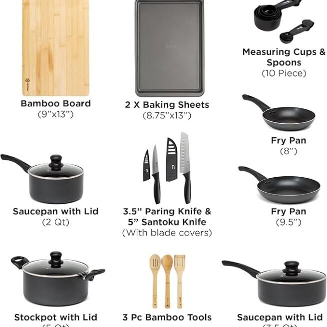 Ecolution Conjunto de panelas antiaderentes de cerâmica fácil de limpar, conjunto de panelas e frigideiras para lava-louças, alça de aderência confortável, aquecimento uniforme, liberação definitiva