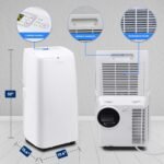 SereneLife SLPAC12.5 SLPAC Ar condicionado portátil 3 em 1 com função de desumidificador integrada, modo de ventilador, controle remoto, kit completo de escapamento de montagem de janela, 12.000 BTU