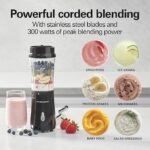 Hamilton Beach Liquidificador pessoal para shakes e smoothies com copo de viagem de 400 ml e tampa, preto (51101A e liquidificador pessoal para shakes e smoothies, com copo de viagem e tampa de 400 ml