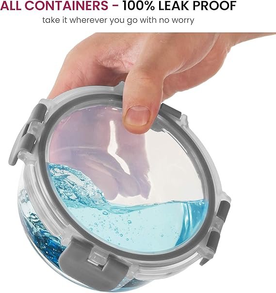 FineDine Recipientes de armazenamento de vidro de 24 peças com tampas – à prova de vazamento, podem ser lavados na lava-louças. Recipientes de armazenamento de alimentos.