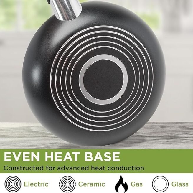 Ecolution Conjunto de panelas antiaderentes de cerâmica fácil de limpar, conjunto de panelas e frigideiras para lava-louças, alça de aderência confortável, aquecimento uniforme, liberação definitiva