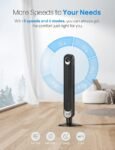 Dreo Ventilador de torre para quarto, ventilador oscilante de 90°, 7,6 m/s, 28dB silencioso para dormir, 6 velocidades, 4 modos, temporizador de 12H, 106 cm, sem lâmina, remoto, para casa, escritório
