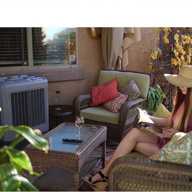 Hessaire MC37M Refrigerador de ar oscilante evaporativo portátil para ambientes internos ou externos para 950 metros quadrados de espaço com reservatório de água