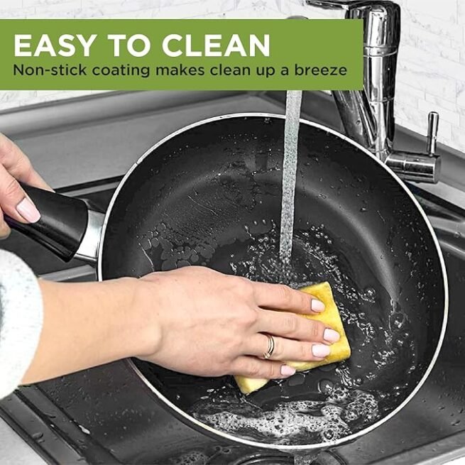 Ecolution Conjunto de panelas antiaderentes de cerâmica fácil de limpar, conjunto de panelas e frigideiras para lava-louças, alça de aderência confortável, aquecimento uniforme, liberação definitiva