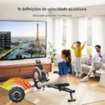 MERACH Máquina de remo, máquina de remo magnético para casa, 16 níveis de resistência silenciosa, trilho deslizante duplo com capacidade máxima de 158 kg, compatível com aplicativo