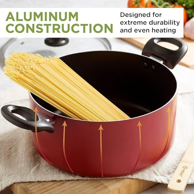 Ecolution Conjunto de panelas antiaderentes de cerâmica fácil de limpar, conjunto de panelas e frigideiras para lava-louças, alça de aderência confortável, aquecimento uniforme, liberação definitiva