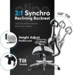 Oline Cadeira de escritório ergonômica ErgoPro – Cadeira de mesa com rodinhas com apoio de braço ajustável 4D, suporte lombar 3D e rodas de lâmina – Cadeira de malha para computador