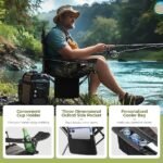 ALPHA CAMP Cadeira dobrável de acampamento grande, suporte resistente, estrutura de aço de 204 kg, dobrável, com suporte para copos, costas lombares quádruplas, portátil para uso ao ar livre