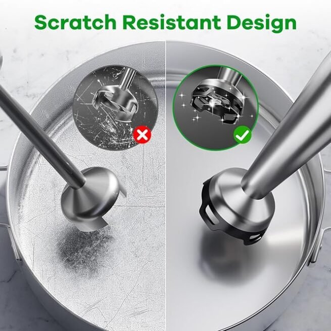 Conjunto de liquidificador de imersão portátil com fio de 1100 W, gatilho de velocidade variável, emulsificante 5 em 1 com picador, batedor e espumador para sopa, comida de bebê e vitaminas