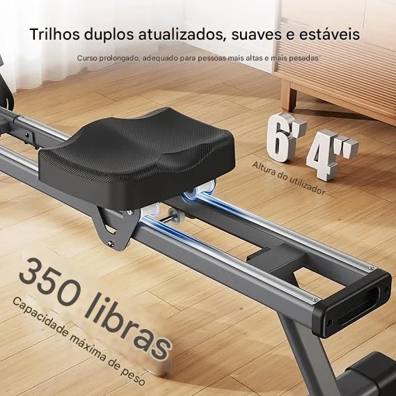 MERACH Máquina de remo, máquina de remo magnético para casa, 16 níveis de resistência silenciosa, trilho deslizante duplo com capacidade máxima de 158 kg, compatível com aplicativo