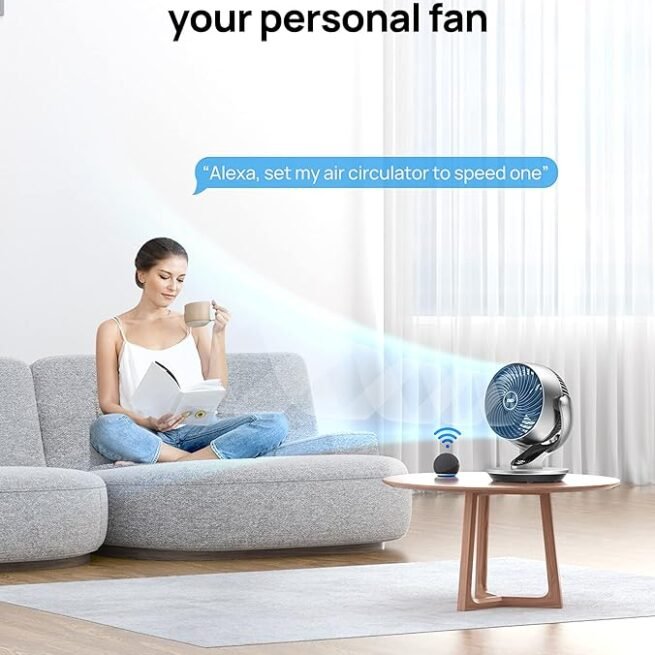 Dreo Ventilador inteligente para quarto, vertical de 120° e ventilador oscilante de 90° com controle remoto/voz, circulador de ar silencioso de 33 polegadas de altura para toda a sala, 21 metros, 4