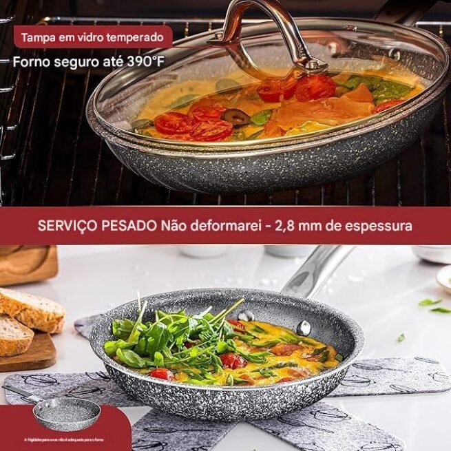 Home Hero Conjunto de panelas e frigideiras antiaderentes – Conjunto de panelas de cozinha compatíveis com indução + conjuntos de utensílios de cozinha – antiaderente, sem PFOA, seguro para forno