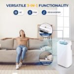 SereneLife SLPAC12.5 SLPAC Ar condicionado portátil 3 em 1 com função de desumidificador integrada, modo de ventilador, controle remoto, kit completo de escapamento de montagem de janela, 12.000 BTU
