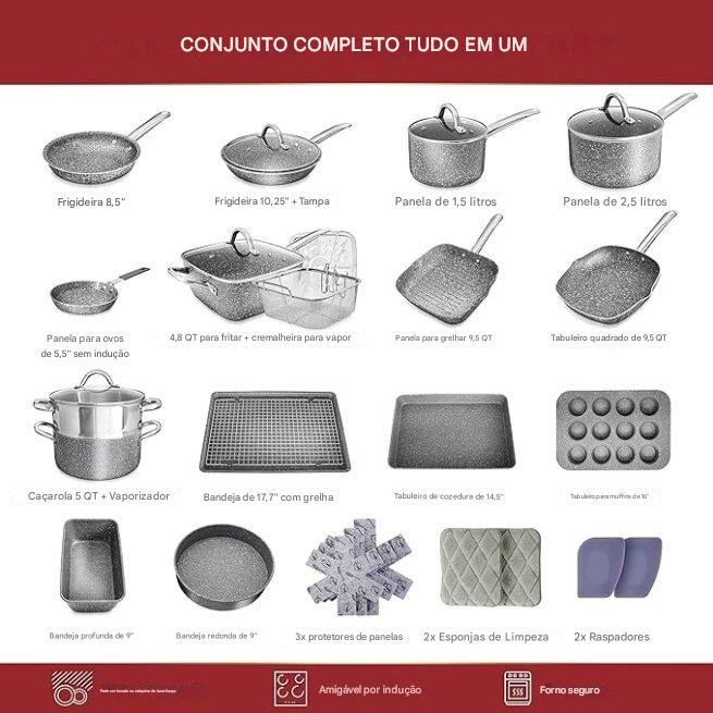 Home Hero Conjunto de panelas e frigideiras antiaderentes – Conjunto de panelas de cozinha compatíveis com indução + conjuntos de utensílios de cozinha – antiaderente, sem PFOA, seguro para forno