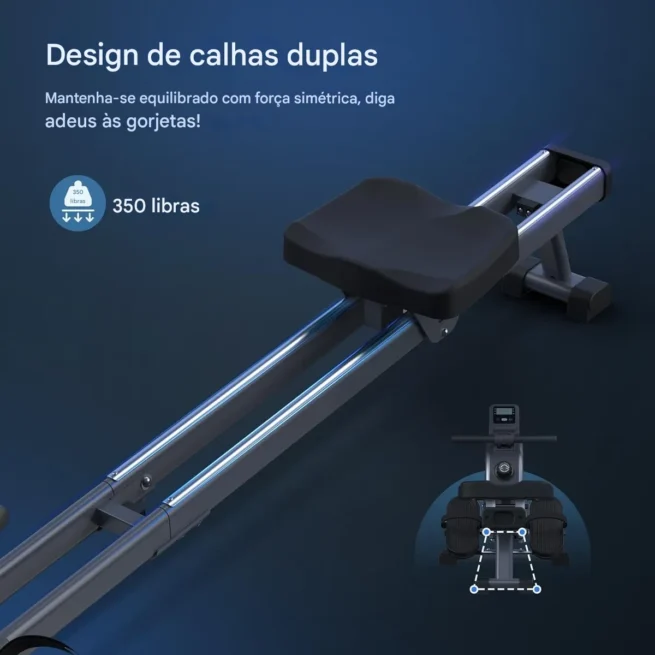 MERACH Máquina de remo, máquina de remo magnético para casa, 16 níveis de resistência silenciosa, trilho deslizante duplo com capacidade máxima de 158 kg, compatível com aplicativo