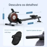 MERACH Máquina de remo, máquina de remo magnético para casa, 16 níveis de resistência silenciosa, trilho deslizante duplo com capacidade máxima de 158 kg, compatível com aplicativo