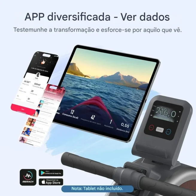 MERACH Máquina de remo, máquina de remo magnético para casa, 16 níveis de resistência silenciosa, trilho deslizante duplo com capacidade máxima de 158 kg, compatível com aplicativo