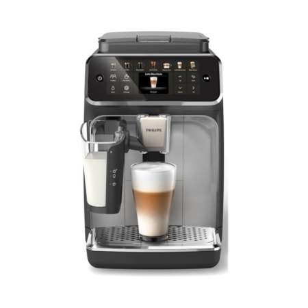 Máquina de café expresso Philips Série 4400 totalmente automática – 12 cafés quentes e gelados, sistema de leite LatteGo rápido de limpar, SilentBrew, QuickStart, moedor de cerâmica, cromo preto