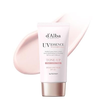 d'alba Piedmont Sérum protetor solar Waterfull Tone-Up amplo espectro FPS 50 + protetor solar coreano para rosto, todos os tons de pele, fórmula à prova de suor (1,69 fl.on.)
