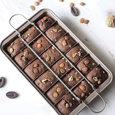 Good Dee's Forma de brownie com divisórias, conjuntos de assadeiras antiaderentes, bandeja de assadeira de aço carbono com alças para assar no forno, 18 moldes quadrados pré-cortados para brownies (30