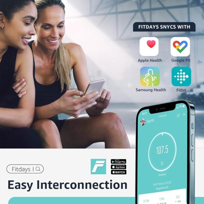 Posture Balança para peso corporal, tela LCD inteligente de banheiro digital, analisador de composição corporal, sincronização de 13 aplicativos, monitor de saúde BMl 181 kg - preto