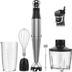 Conjunto de liquidificador de imersão portátil com fio de 1100 W, gatilho de velocidade variável, emulsificante 5 em 1 com picador, batedor e espumador para sopa, comida de bebê e vitaminas