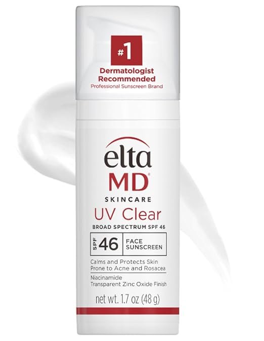 EltaMD Protetor solar facial transparente UV FPS 46, protetor solar sem óleo com óxido de zinco, protetor solar recomendado por dermatologistas