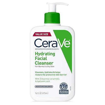 CeraVe Limpador facial hidratante, sabonete facial hidratante para pele seca, ácido hialurônico + ceramidas + glicerina, limpador hidratante para pele normal a seca, certificado pela National Eczema