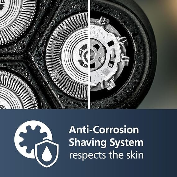 Philips Norelco Shaver Série 3900, barbeador elétrico úmido e seco, P-Cap, bolsa de viagem, suporte de carregamento, azul tempestade, modelo S3341/92