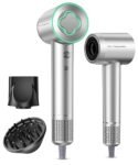 Secador de cabelo – Secador de cabelo iônico negativo com motor sem escova de alta velocidade de 150.000 RPM para secagem rápida, secador de cabelo com controle térmico de baixo ruído com difusor